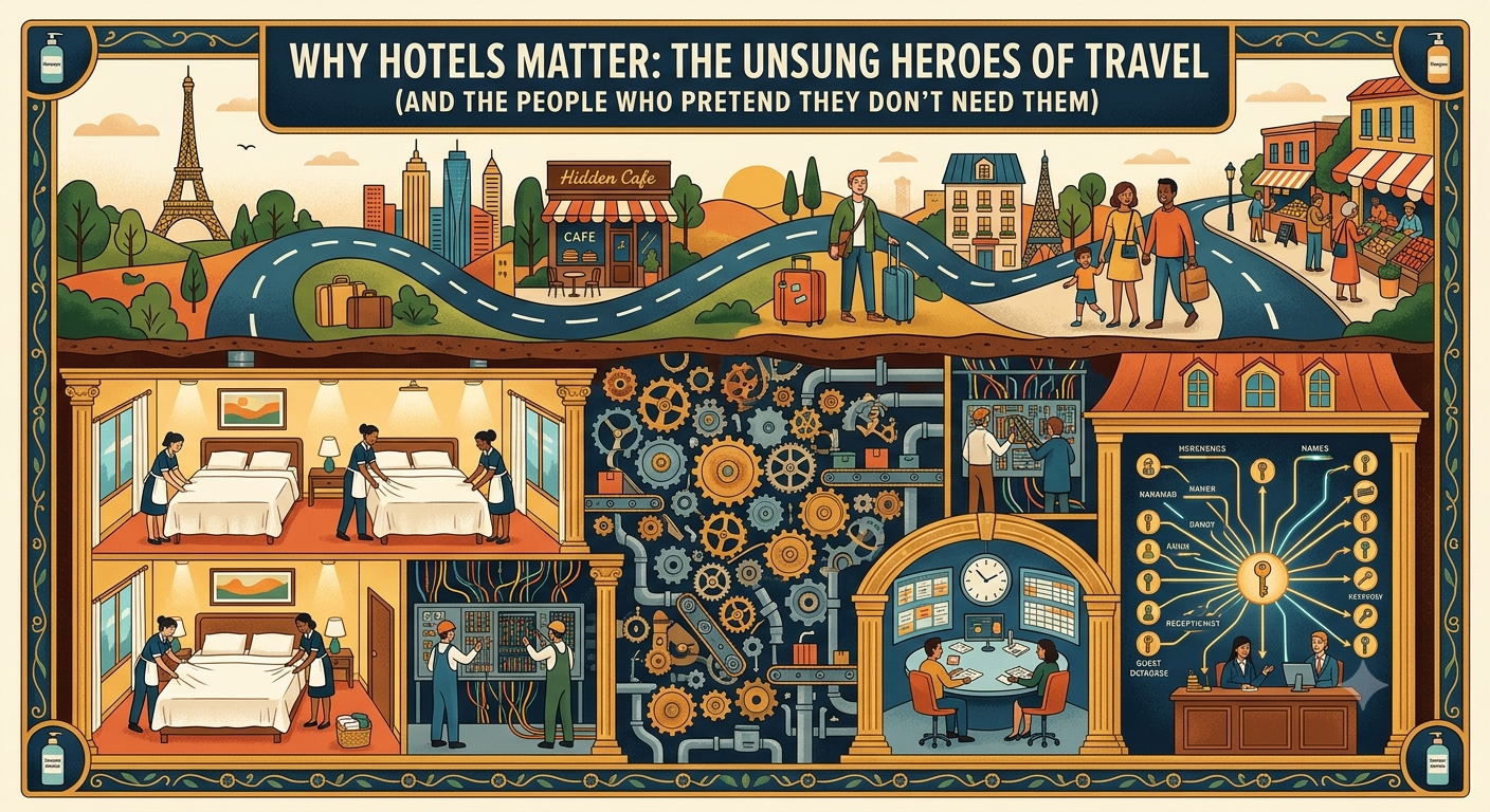 Why Hotels Matter: The Unsung Heroes of Travel (and the People Who Pretend They Don’t Need Them)